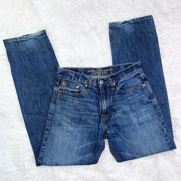 American Eagle Outfitters Other - AMERICAN EAGLE Men’s Relaxed Straight Dark Wash Blue Denim Jeans 30